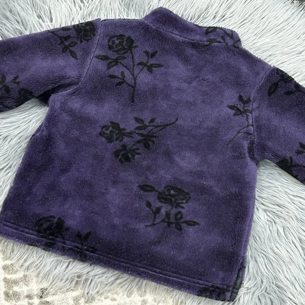 Vintage BABY GAP Girls Purple Large/XLarge (12-24 Month) Fleece Floral‎ Jacket